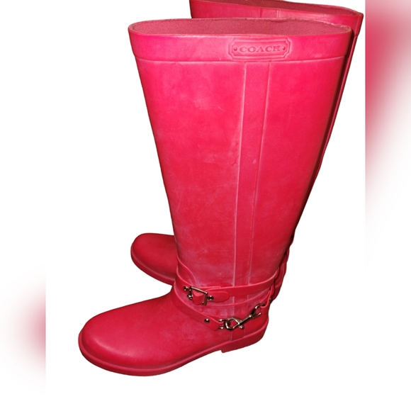 Women’s Tall Coral Coach Lori Rain Boots size 8 - Picture 4 of 11